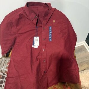Maroon long sleeve flannel button up shirt